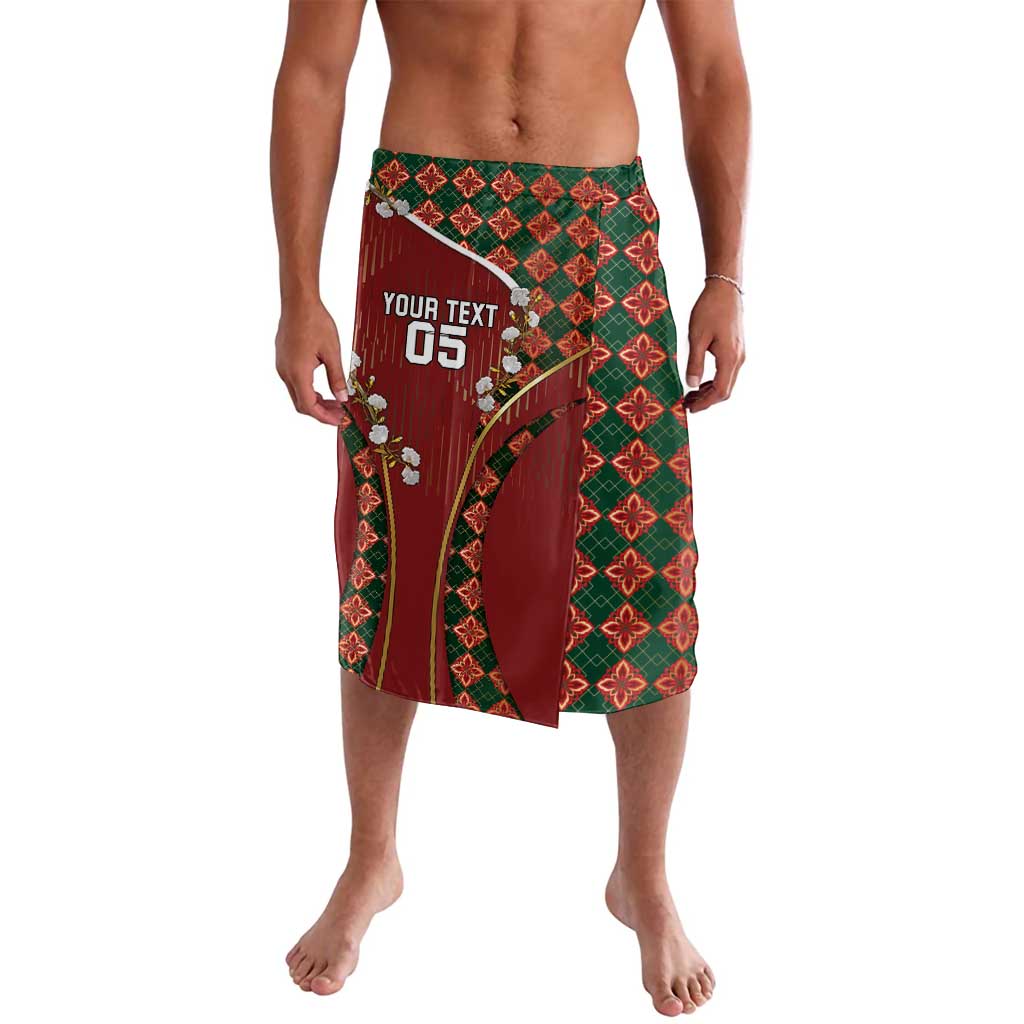 Custom Portugal Football Lavalava Floral Gold Carnation Crest Pattern Gold Accents