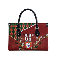Custom Portugal Football Leather Bag Floral Gold Carnation Crest Pattern Gold Accents