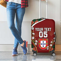 Custom Portugal Football Luggage Cover Floral Gold Carnation Crest Pattern Gold Accents
