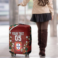Custom Portugal Football Luggage Cover Floral Gold Carnation Crest Pattern Gold Accents