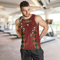 Custom Portugal Football Men Tank Top Floral Gold Carnation Crest Pattern Gold Accents