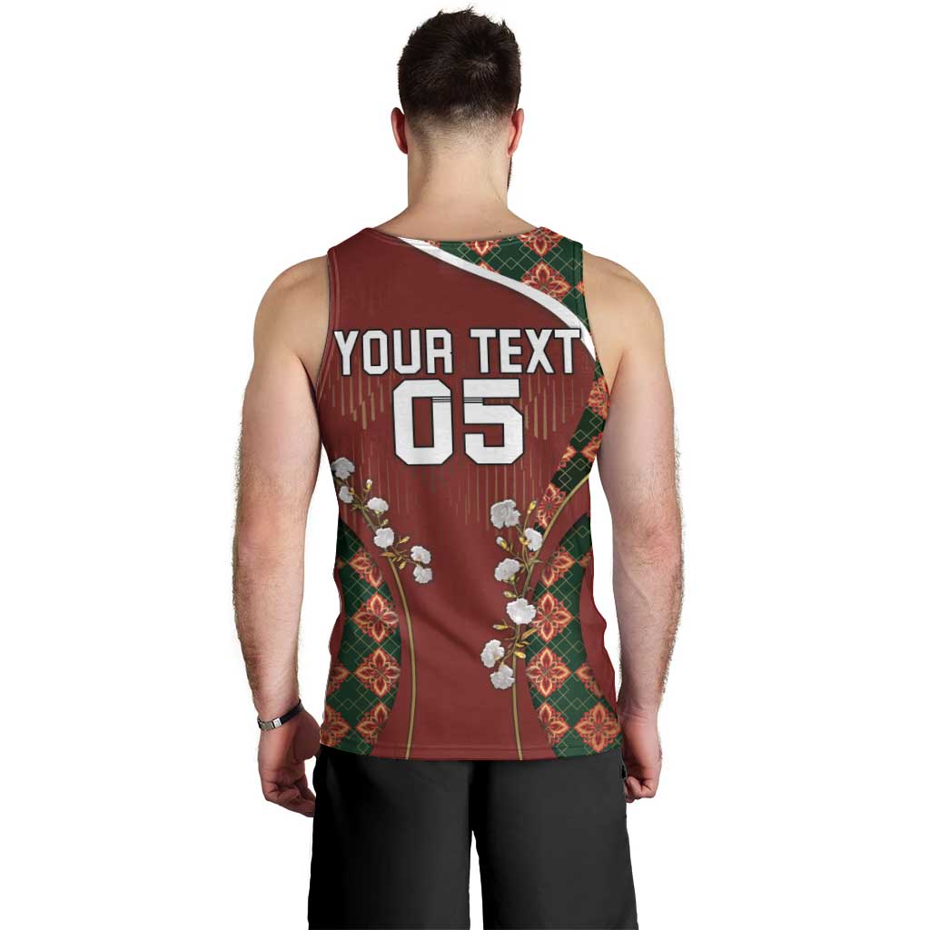 Custom Portugal Football Men Tank Top Floral Gold Carnation Crest Pattern Gold Accents
