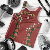 Custom Portugal Football Men Tank Top Floral Gold Carnation Crest Pattern Gold Accents