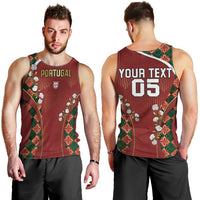 Custom Portugal Football Men Tank Top Floral Gold Carnation Crest Pattern Gold Accents