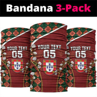 Custom Portugal Football Neck Gaiter Floral Gold Carnation Crest Pattern Gold Accents