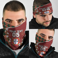 Custom Portugal Football Neck Gaiter Floral Gold Carnation Crest Pattern Gold Accents