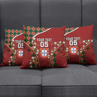 Custom Portugal Football Pillow Cover Floral Gold Carnation Crest Pattern Gold Accents