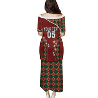 Custom Portugal Football Puletasi Floral Gold Carnation Crest Pattern Gold Accents