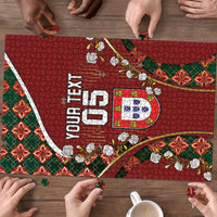 Custom Portugal Football Puzzle Floral Gold Carnation Crest Pattern Gold Accents