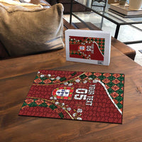 Custom Portugal Football Puzzle Floral Gold Carnation Crest Pattern Gold Accents