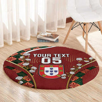 Custom Portugal Football Round Carpet Floral Gold Carnation Crest Pattern Gold Accents