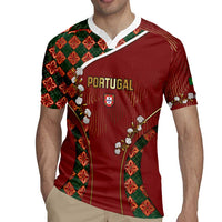 Custom Portugal Football Rugby Jersey Floral Gold Carnation Crest Pattern Gold Accents