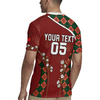 Custom Portugal Football Rugby Jersey Floral Gold Carnation Crest Pattern Gold Accents