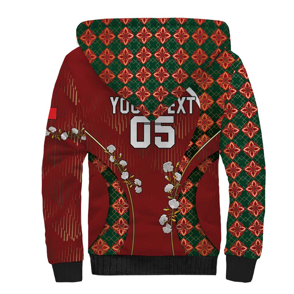 Custom Portugal Football Sherpa Hoodie Floral Gold Carnation Crest Pattern Gold Accents