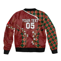 Custom Portugal Football Sleeve Zip Bomber Jacket Floral Gold Carnation Crest Pattern Gold Accents