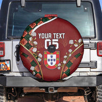 Custom Portugal Football Spare Tire Cover Floral Gold Carnation Crest Pattern Gold Accents
