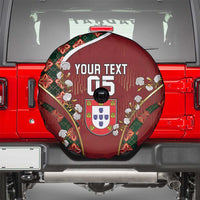 Custom Portugal Football Spare Tire Cover Floral Gold Carnation Crest Pattern Gold Accents