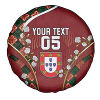 Custom Portugal Football Spare Tire Cover Floral Gold Carnation Crest Pattern Gold Accents