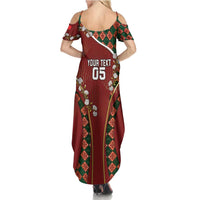 Custom Portugal Football Summer Maxi Dress Floral Gold Carnation Crest Pattern Gold Accents