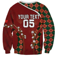 Custom Portugal Football Sweatshirt Floral Gold Carnation Crest Pattern Gold Accents
