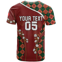 Custom Portugal Football T Shirt Floral Gold Carnation Crest Pattern Gold Accents
