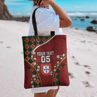 Custom Portugal Football Tote Bag Floral Gold Carnation Crest Pattern Gold Accents