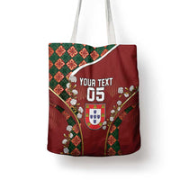 Custom Portugal Football Tote Bag Floral Gold Carnation Crest Pattern Gold Accents