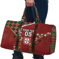 Custom Portugal Football Travel Bag Floral Gold Carnation Crest Pattern Gold Accents