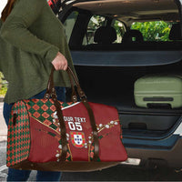 Custom Portugal Football Travel Bag Floral Gold Carnation Crest Pattern Gold Accents