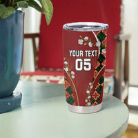Custom Portugal Football Tumbler Cup Floral Gold Carnation Crest Pattern Gold Accents