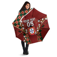 Custom Portugal Football Umbrella Floral Gold Carnation Crest Pattern Gold Accents