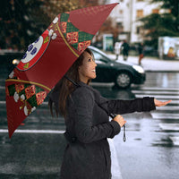 Custom Portugal Football Umbrella Floral Gold Carnation Crest Pattern Gold Accents