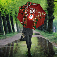 Custom Portugal Football Umbrella Floral Gold Carnation Crest Pattern Gold Accents