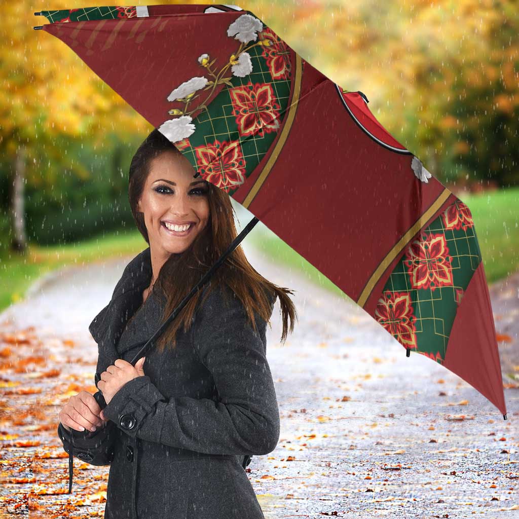 Custom Portugal Football Umbrella Floral Gold Carnation Crest Pattern Gold Accents