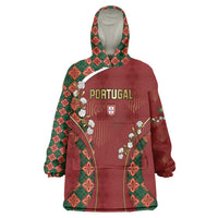 Custom Portugal Football Wearable Blanket Hoodie Floral Gold Carnation Crest Pattern Gold Accents