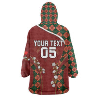 Custom Portugal Football Wearable Blanket Hoodie Floral Gold Carnation Crest Pattern Gold Accents