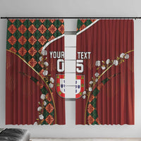 Custom Portugal Football Window Curtain Floral Gold Carnation Crest Pattern Gold Accents