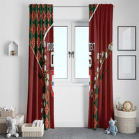 Custom Portugal Football Window Curtain Floral Gold Carnation Crest Pattern Gold Accents
