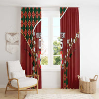 Custom Portugal Football Window Curtain Floral Gold Carnation Crest Pattern Gold Accents