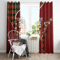 Custom Portugal Football Window Curtain Floral Gold Carnation Crest Pattern Gold Accents