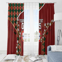 Custom Portugal Football Window Curtain Floral Gold Carnation Crest Pattern Gold Accents