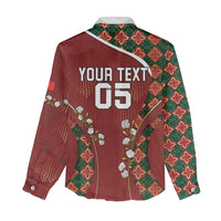 Custom Portugal Football Women Casual Shirt Floral Gold Carnation Crest Pattern Gold Accents