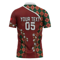Custom Portugal Football Zipper Polo Shirt Floral Gold Carnation Crest Pattern Gold Accents