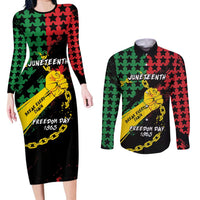 Personalized Juneteenth 1865 Couples Matching Long Sleeve Bodycon Dress and Long Sleeve Button Shirt Break Every Chain