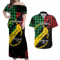 Personalized Juneteenth 1865 Couples Matching Off Shoulder Maxi Dress and Hawaiian Shirt Break Every Chain