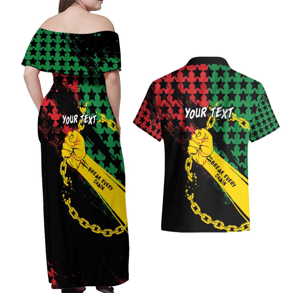 Personalized Juneteenth 1865 Couples Matching Off Shoulder Maxi Dress and Hawaiian Shirt Break Every Chain