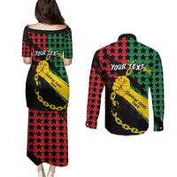 Personalized Juneteenth 1865 Couples Matching Puletasi and Long Sleeve Button Shirt Break Every Chain