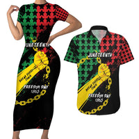 Personalized Juneteenth 1865 Couples Matching Short Sleeve Bodycon Dress and Hawaiian Shirt Break Every Chain