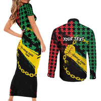 Personalized Juneteenth 1865 Couples Matching Short Sleeve Bodycon Dress and Long Sleeve Button Shirt Break Every Chain