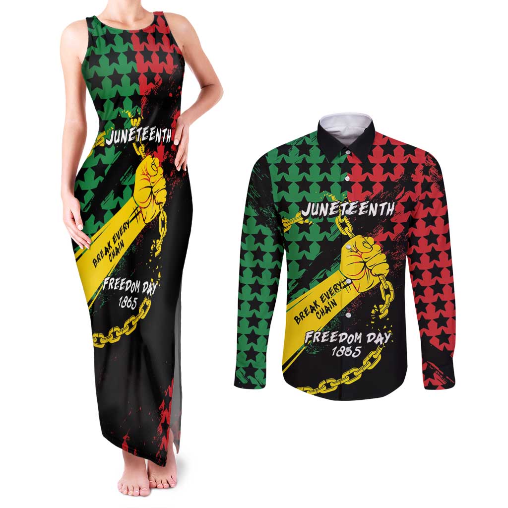 Personalized Juneteenth 1865 Couples Matching Tank Maxi Dress and Long Sleeve Button Shirt Break Every Chain